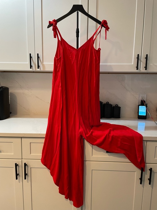 Vince Camuto Pants - Vince Camuto Red Tie-Shoulder jumpsuit (0018)